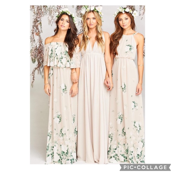 Show Me Your MuMu Audrey Beige Floral Chiffon Maxi Dress Size Small - Picture 5 of 14